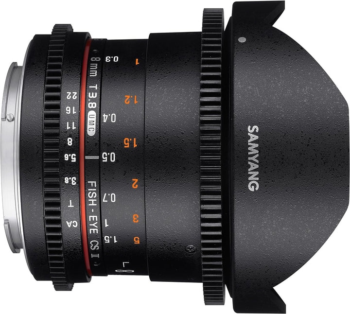 SAMYANG 13008T3.8SE 8 mm T3.8 VDSLR UMC Fish-Eye CS II Objektiv für Anschluss Sony E-Mount schwarz,