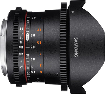 SAMYANG 13008T3.8N 8 mm T3.8 VDSLR UMC Fish-Eye CS II Objektiv für Anschluss Nikon schwarz, Nikon