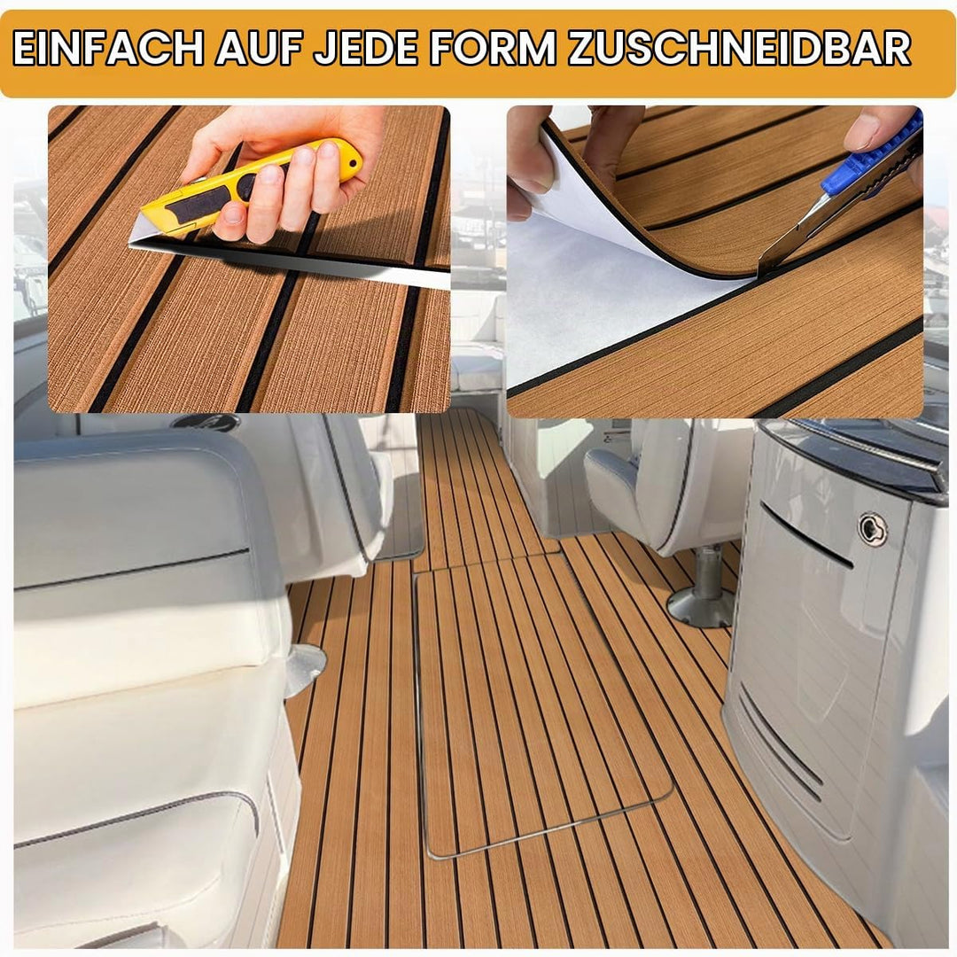 Hzkaicun Eva Schaum Boot 240x17/41/60/90 cm, Teakholz Eva Schaum Bodenbelag, Selbstklebende Deck Tep