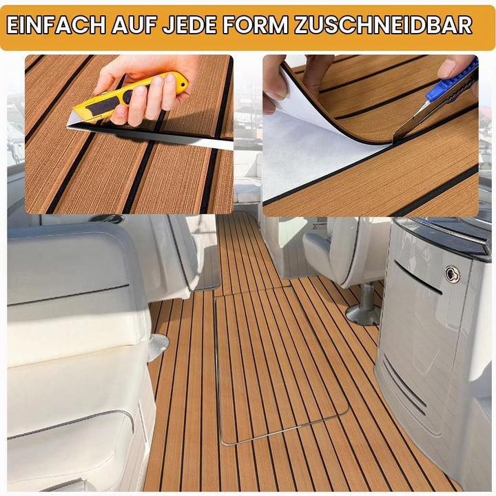 Hzkaicun Eva Schaum Boot 240x17/41/60/90 cm, Teakholz Eva Schaum Bodenbelag, Selbstklebende Deck Tep