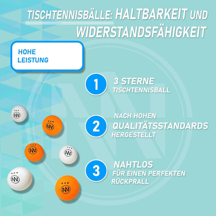NIRBUN Tischtennisschläger Set mit ausziehbarem Netz, Tischtennisschläger Profi, 3-Sterne-Tischtenni