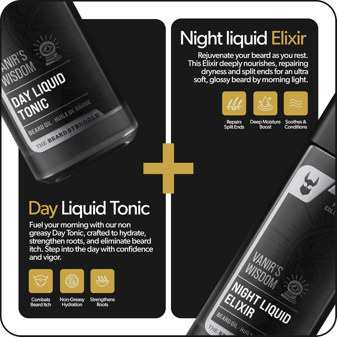 The Beard Struggle Bartöl Set Tag & Nacht – Bartpflege & Bartwuchsöl Bundle für Männer – Feuchtigkei