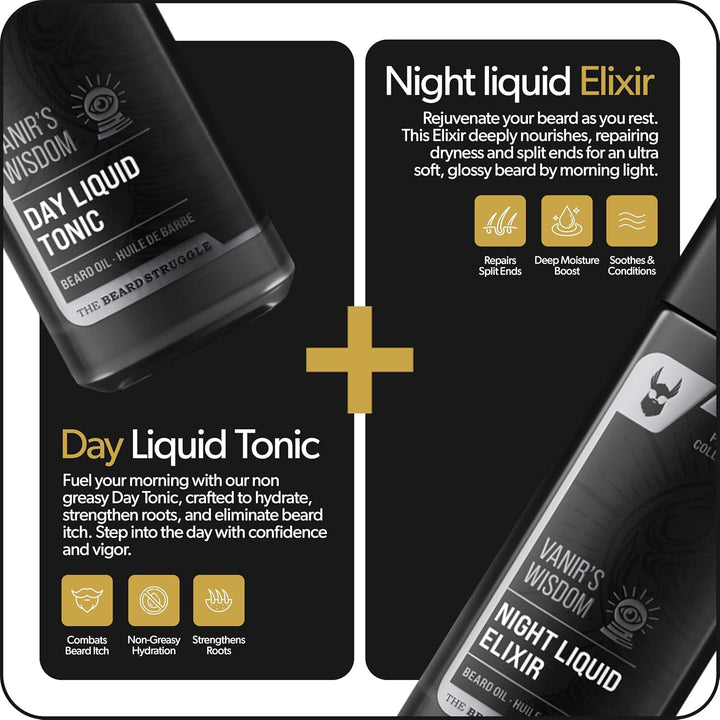 The Beard Struggle Bartöl Set Tag & Nacht – Bartpflege & Bartwuchsöl Bundle für Männer – Feuchtigkei