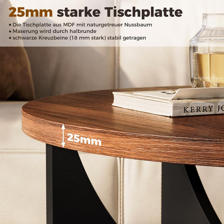 IRONCK Nestingtisch Set aus 2, Couchtisch rund, Moderner Couchtisch aus Holz für Wohnzimmer & Schlaf
