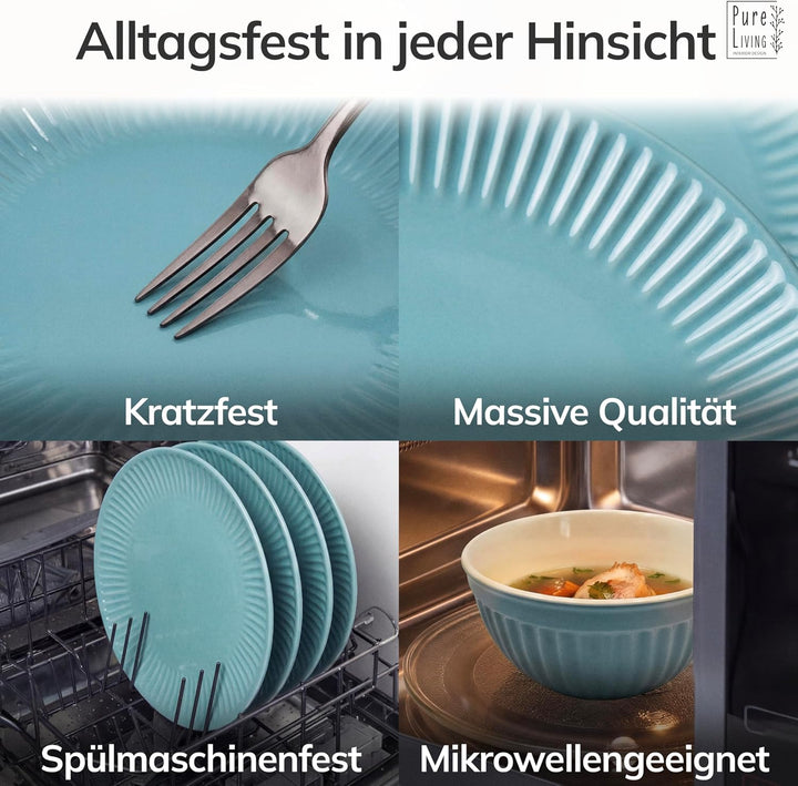Suppenteller 6er Set Hygge Serie - Premium Steingut, Kratzfest, Für Spülmaschine, Mikrowelle - Styli