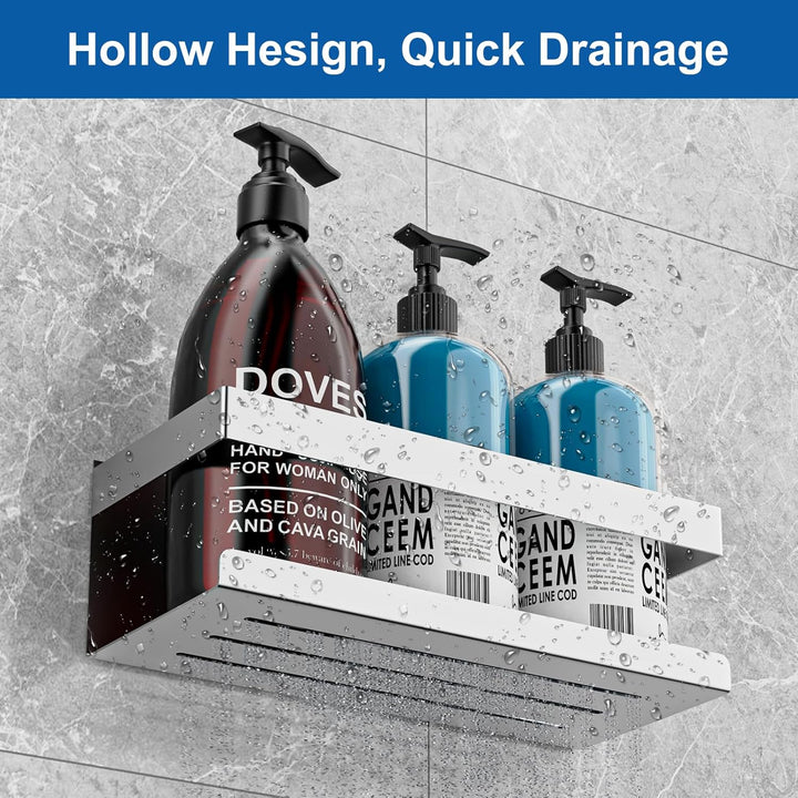 UUlioyer Duschablage ohne Bohren, Duschregal aus Edelstahl SUS304, 2 Stück Badezimmer Regal Organize