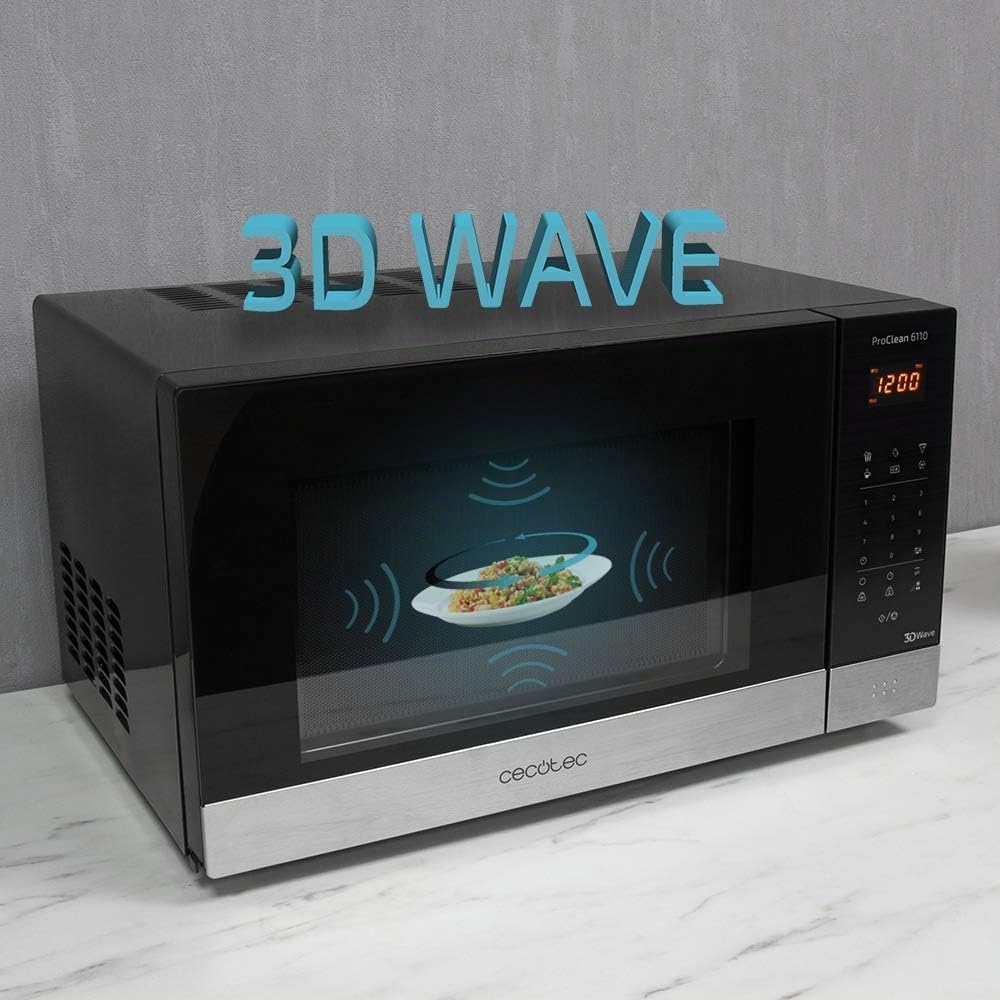 Cecotec Mikrowelle Pro Clean 6110. 800 W, Grill 1000 W, 23 L, Ready 2 Clean Beschichtung 3D Wave Fro