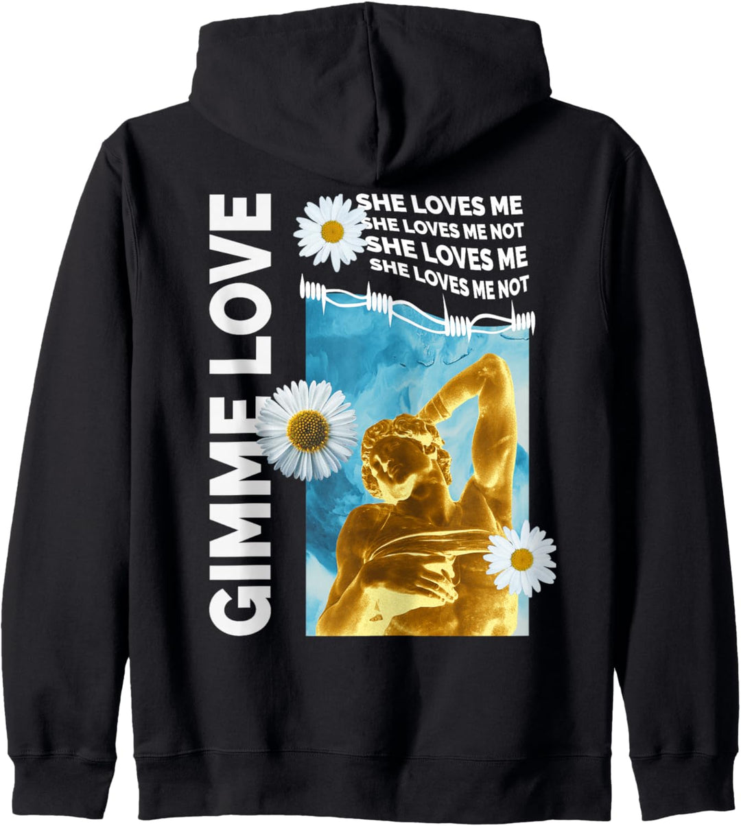 Gimme Love Statue Gänseblume - Sad Aesthetic Edgy Streetwear Kapuzenjacke