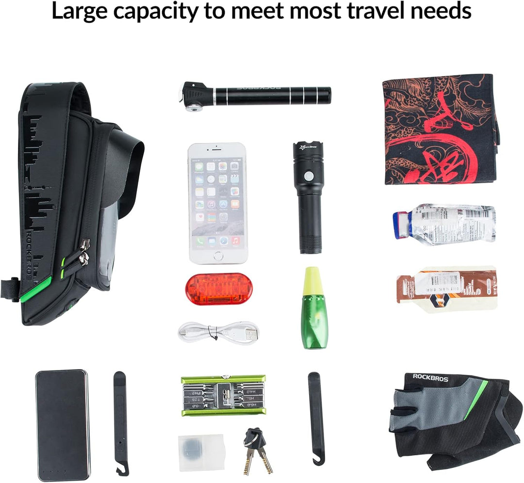 ROCKBROS Rahmentasche für Fahrrad, Telefonhalterung für Lenker, Rennrad, Aufbewahrungstasche, 2 in 1