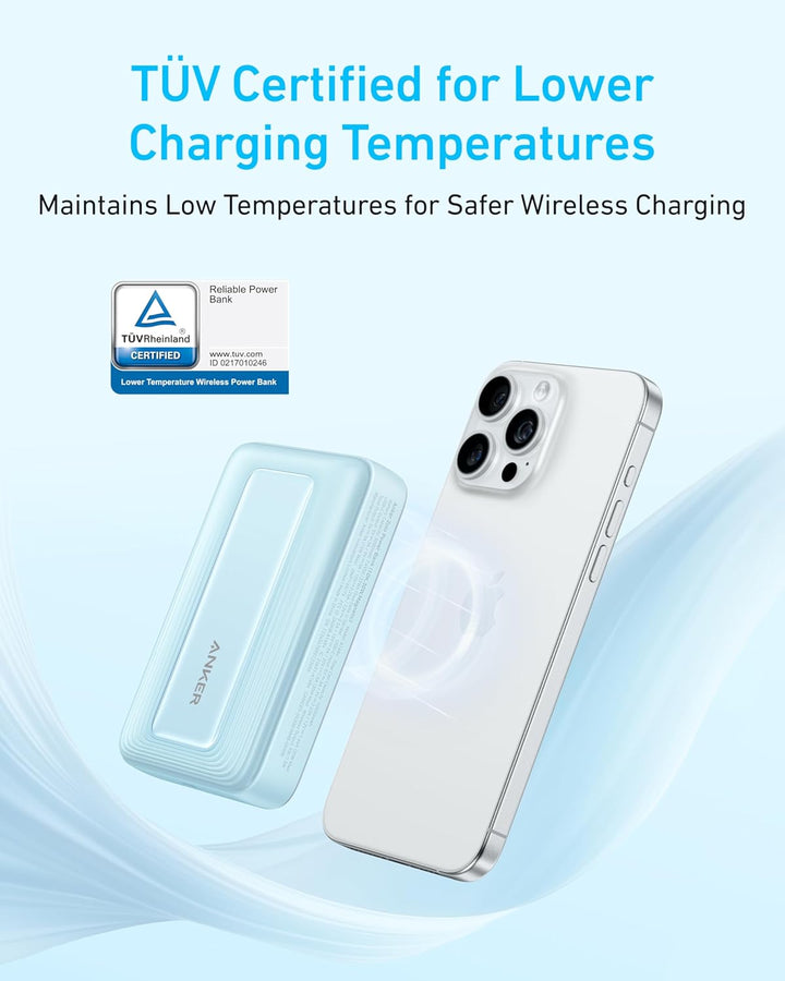 Anker Magnetische Powerbank, kompaktes 10.000mAh Ladegerät mit 30W Max. Schnellladen, kabellos und p