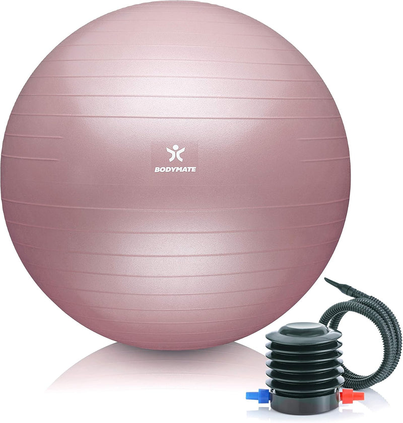 BODYMATE Gymnastikball Sitzball Trainingsball mit GRATIS E-Book inkl. Luft-Pumpe, Ball für Fitness,