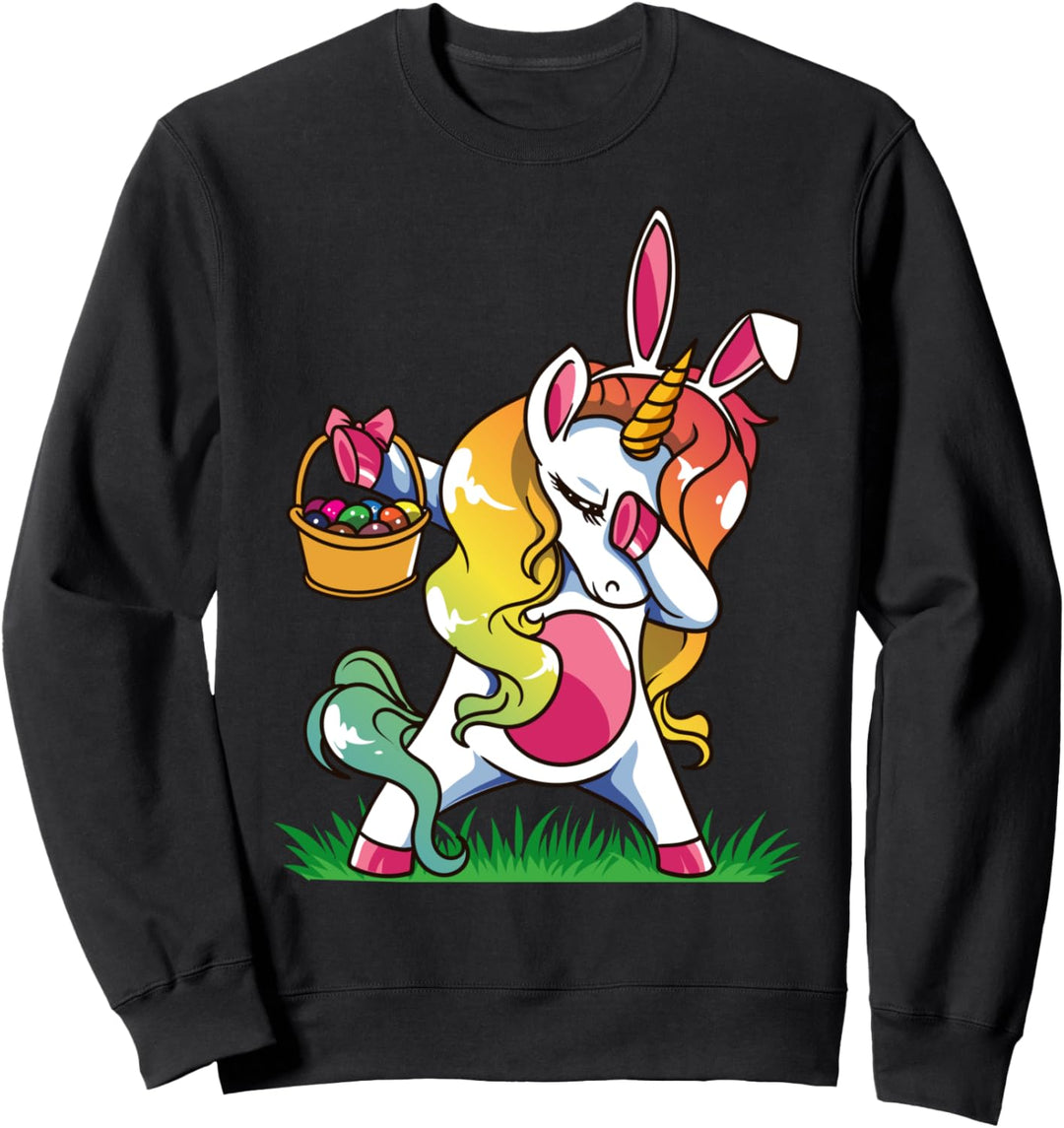 Sehr niedliches, buntes Einhorn mit Osterhasenohren Sweatshirt