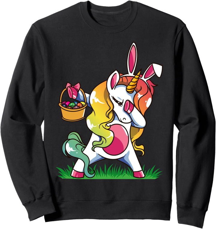 Sehr niedliches, buntes Einhorn mit Osterhasenohren Sweatshirt