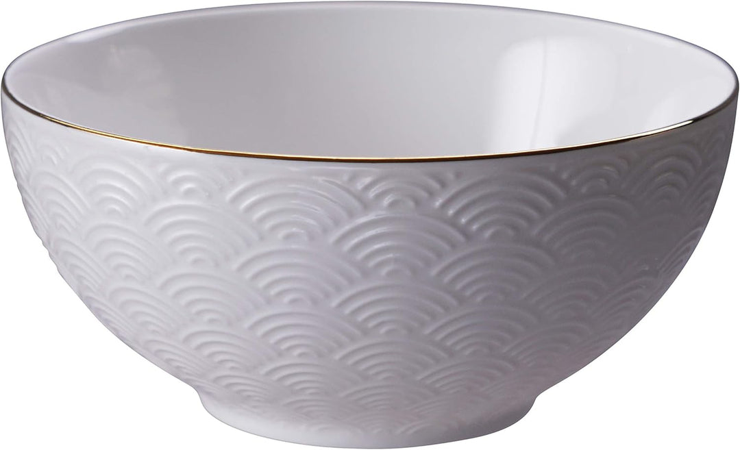 TOKYO design studio Nippon White 4-er Schalen-Set weiss, mit Gold-Rand, Ø 15 cm, 7 cm hoch, ca. 600