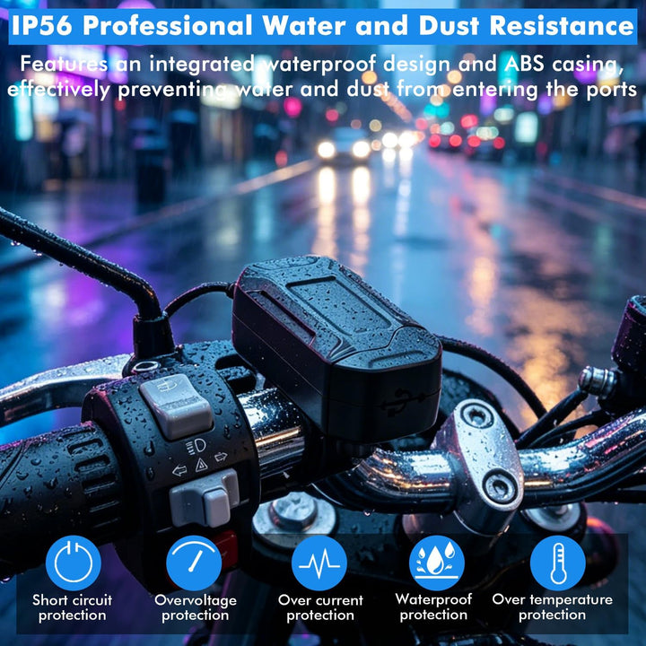 USB Steckdose Motorrad mit Einziehbarem Kabel, PD und QC3.0 Adapter, Motorrad USB Steckdose Wasserdi