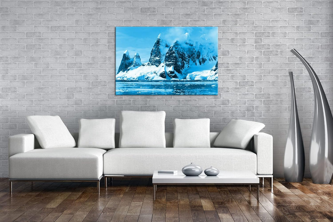 deyoli beeindruckende Berge in der Antarktika Format 80x60 Effekt: Monocrome Blau als Leinwandbild,