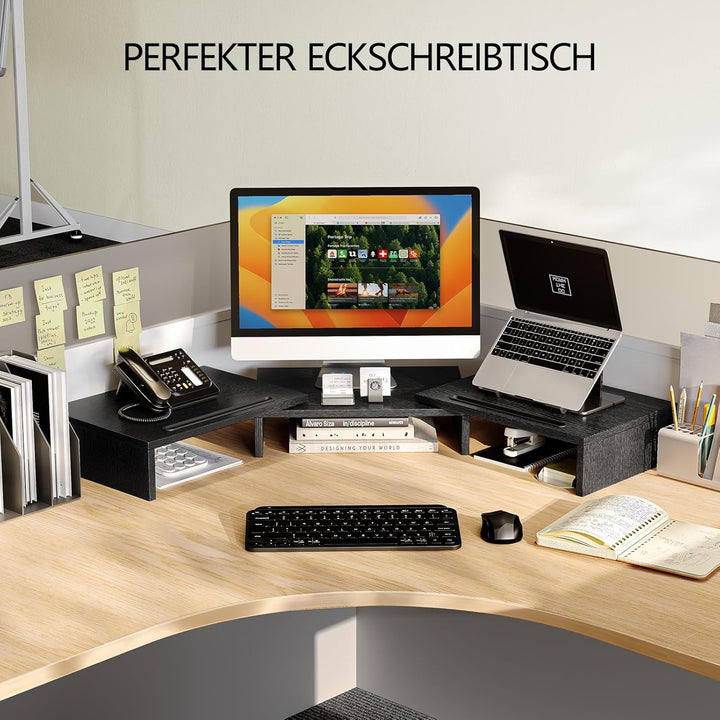 AMERIERGO Dual-Monitorständer – verstellbare Länge und Winkel, Dual-Monitorerhöhung, Computer-Monito