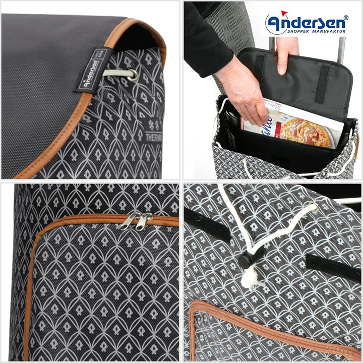 ANDERSEN Einkaufstrolley - Scala Shopper Plus Famke anthrazit 47 L modisch,Thermo, Aluminium, klappb