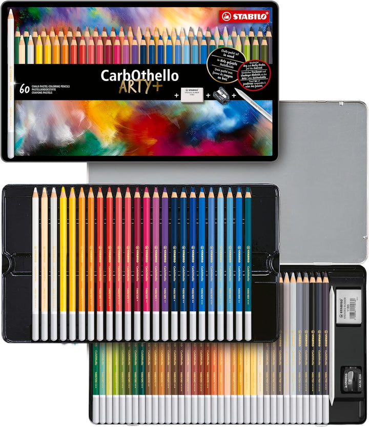 Pastellkreidestift - STABILO CarbOthello - ARTY+ - 60er Metalletui - mit 60 verschiedenen Farben 60e