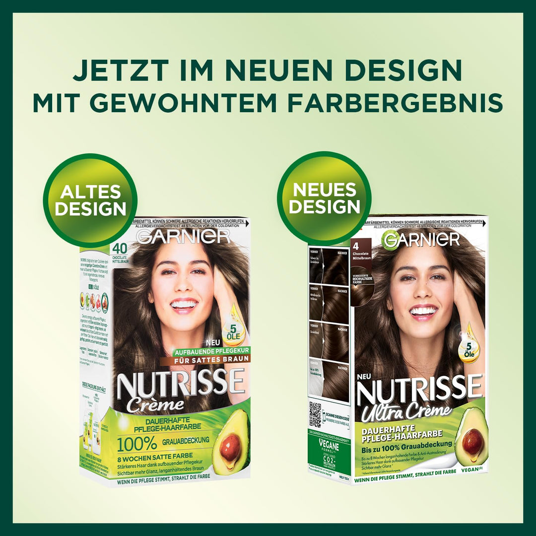 Garnier Haarfarbe, Creme Coloration, Färbung für Haare für permanente Haarfarbe mit 3 nährenden Ölen