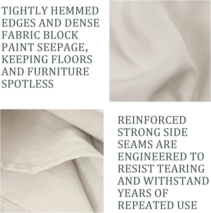 Kingorigin Grau Weiss Canvas Drop Cloth 2,7 x 3,6 m für Malerei, Maler-Tropfen, Farbplane, Vorhänge,