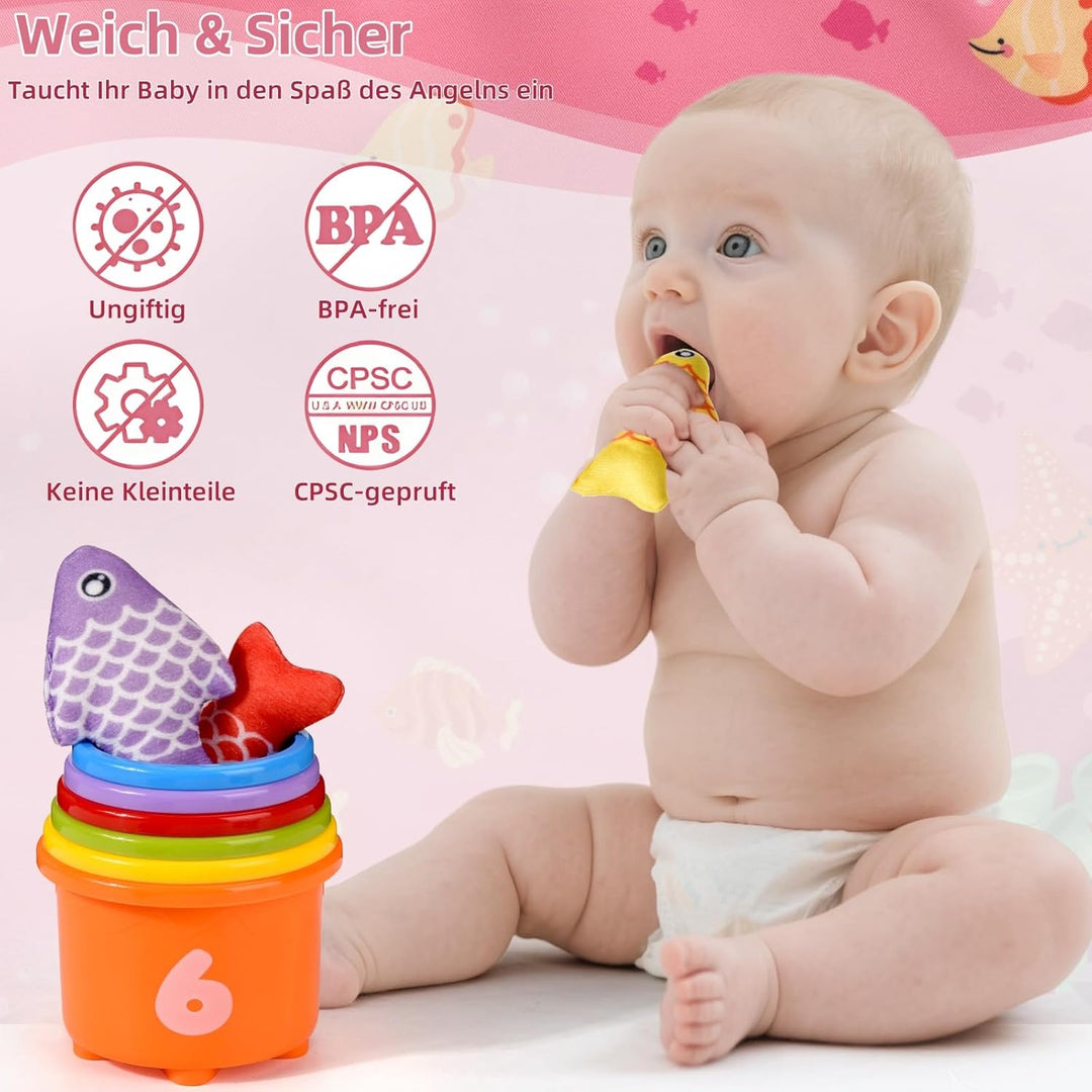 Baby Spielzeug ab 1 2 Jahr, Rosa Angelspiel für Kinder 6 9 12 18 Monate, Lernspiele, Motorikspielzeu