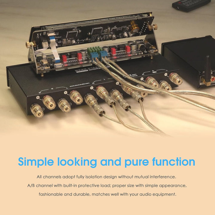2 Way Audio-Umschalter Umschalter A/B Audio Wahlschalter für Verstärker/Lautsprecher LED Display (SP