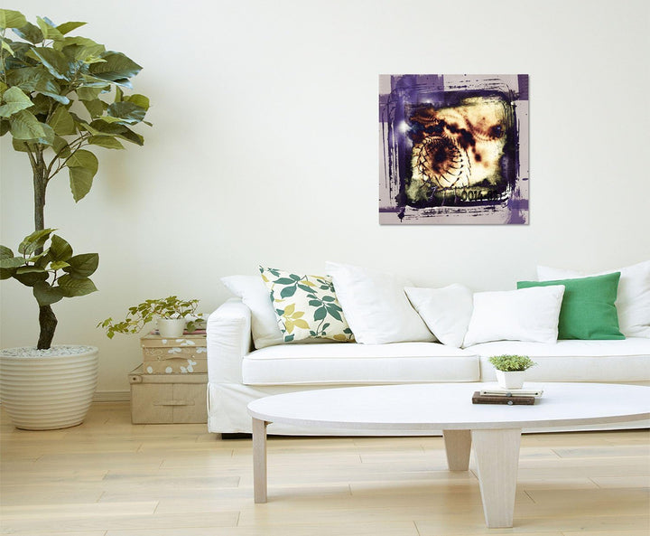 Paul Sinus Art Kunstdruck Abstrakt402_60x60cm Leinwandbild - Gezeitenfieber - lila XXL fertig auf Ke