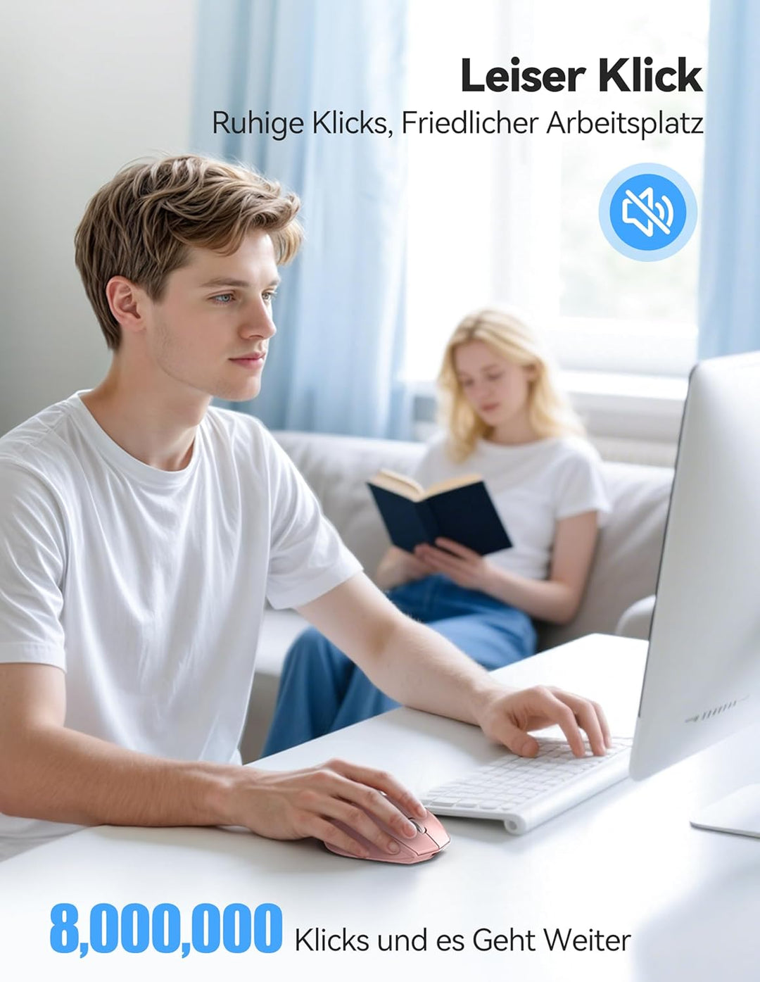 TECKNET PRO Kabellose Maus Wiederaufladbar, Silent Funkmaus 6400 DPI, 2,4 GHz Computermaus, Ergonomi