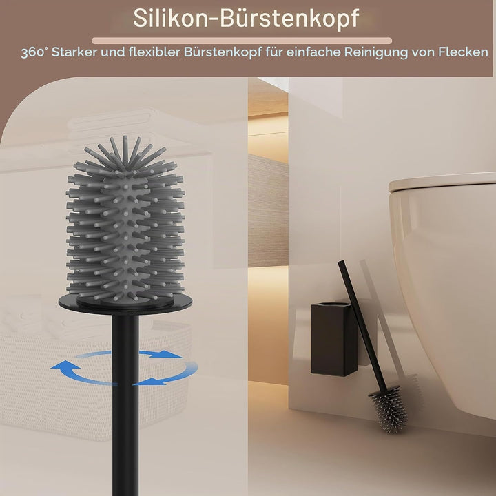 bgl WC-Bürstenhalter zur Wandmontage, 2 Stück Verpackt, Matt Schwarz Toilettenbürste, Metall, Wandmo