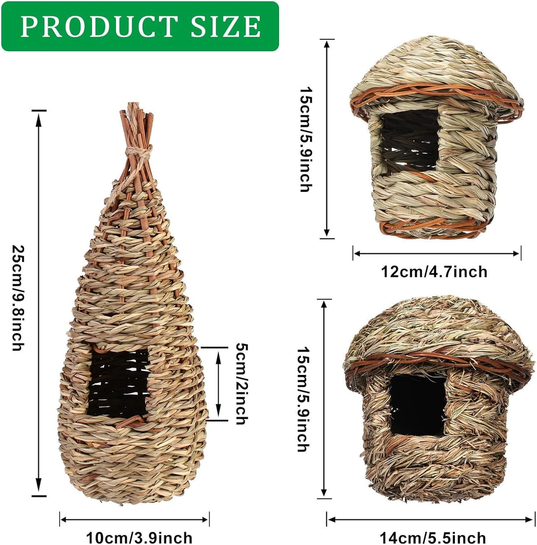 3 Pcs Vogelhäus Aufhängen, Gras Bird Nest Hängendes Vögel Haus, Wildvogelnest Den Aussenbereich Gras