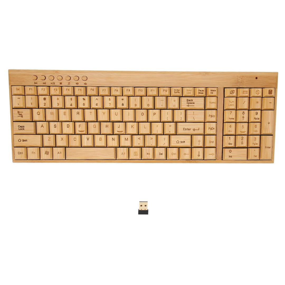Kabellose Maus-Tastatur aus Bambus, Computer-Steuergeräte aus Holz mit 2,4-GHz-Wireless-Verbindung,