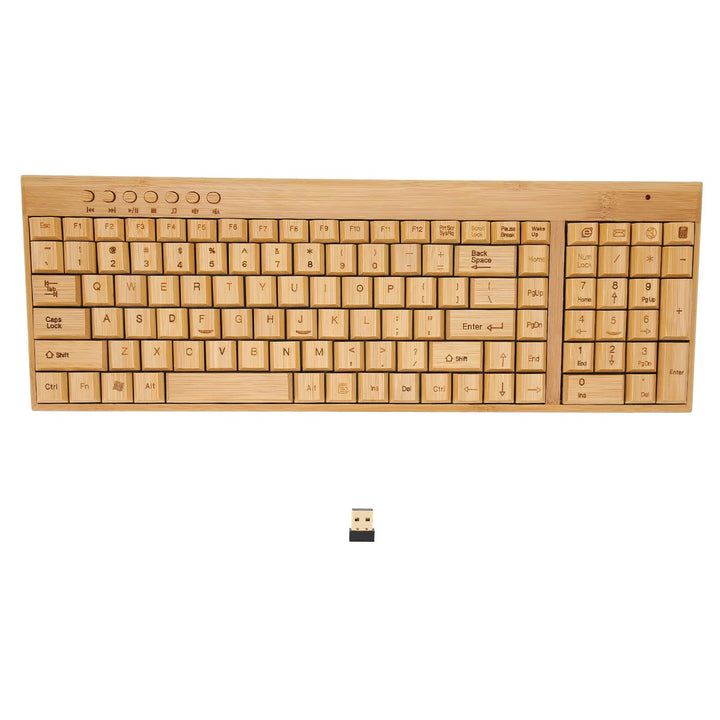 Kabellose Maus-Tastatur aus Bambus, Computer-Steuergeräte aus Holz mit 2,4-GHz-Wireless-Verbindung,