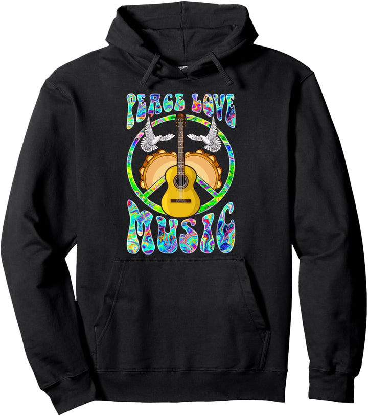 Peace Love Music Rave Festival Musical Hipsters Pullover Hoodie