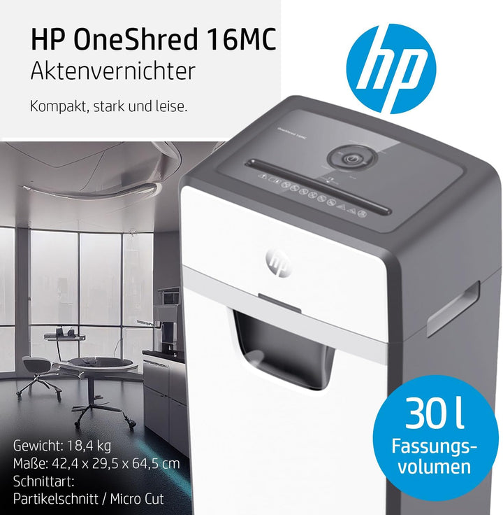 HP OneShred 16MC, Aktenvernichter, Sicherheitsstufe P-5, Micro Cut, 16 Blatt, 2808 Micro Cut 16 Blat