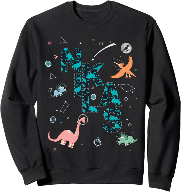 Niklas - Cooler Jungen Name mit süssen Weltraum Dinos Sweatshirt