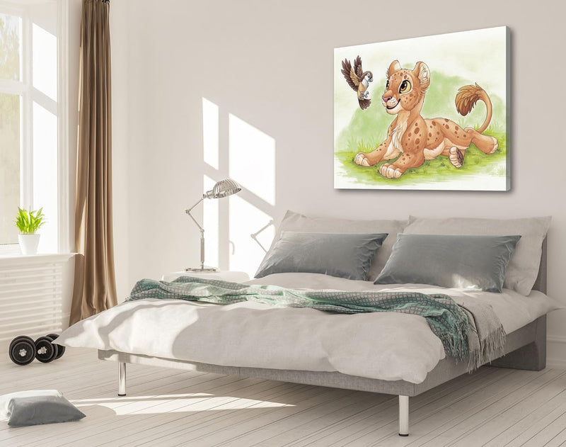 Picanova – Hi Birdie 100x75cm – Premium Leinwanddruck – Kunstdruck Auf 2cm Holz-Keilrahmen Für Schla