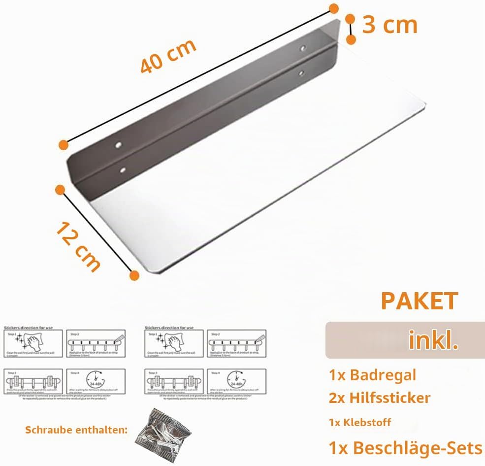 Edelstahl Duschablage Ohne Bohren Duschkorb Badregal Rostfreier Wandregal Duschkorb Badezimmer Regal