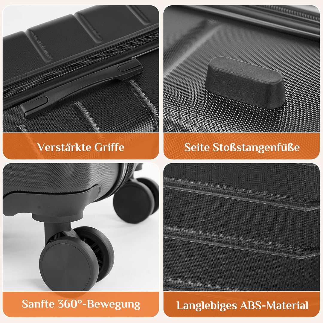 Sweetcrispy Kofferset 3tlg. Hartschalenkoffer ABS+PC Erweiterbar Koffer Reisekofferset Gepäck Rollko