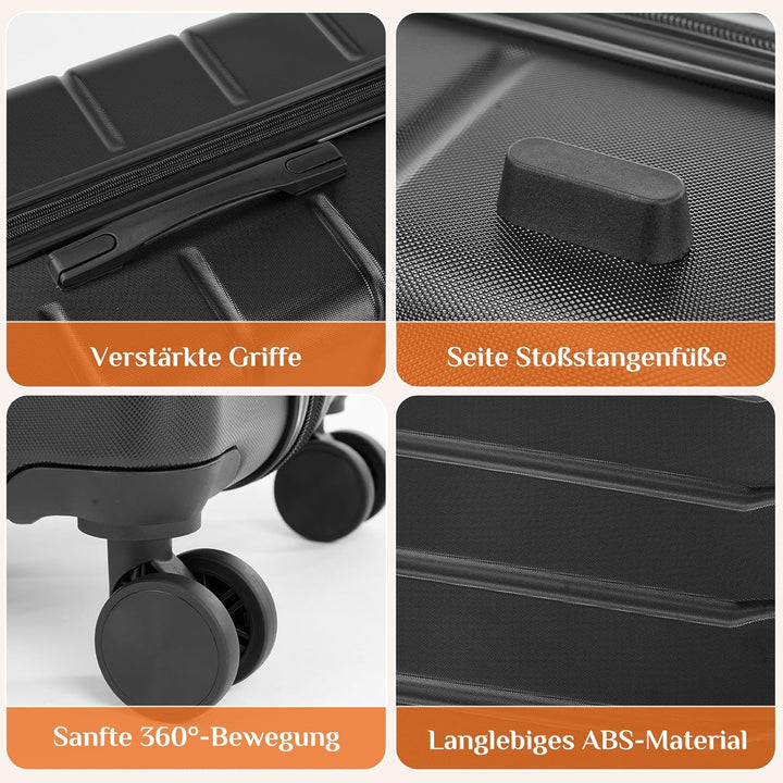 Sweetcrispy Kofferset 3tlg. Hartschalenkoffer ABS+PC Erweiterbar Koffer Reisekofferset Gepäck Rollko