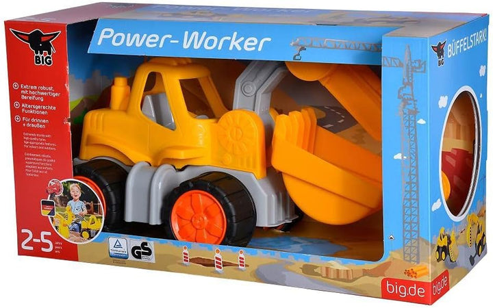 BIG - Power-Worker Bagger - Spielzeug Auto ideal für Unterwegs, Reifen aus Softmaterial, beweglicher