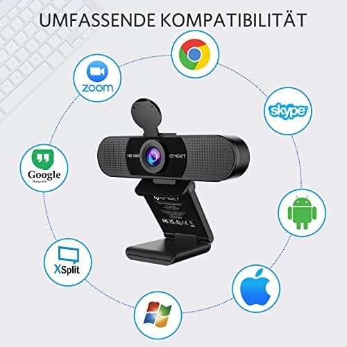 EMEET C960 1080P Webcam & M0 Plus Konferenzlautsprecher - 4 AI-Mikrofon-Arrays für 360° Abdeckung in