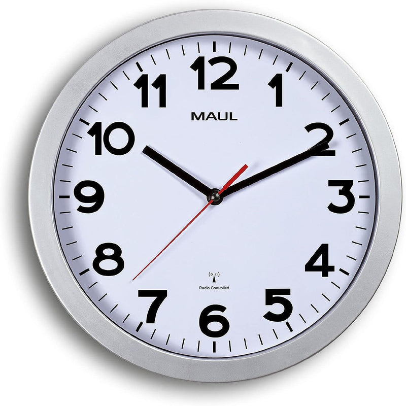 Maul Wanduhr MAULstep Ø 30 cm | Funkuhr mit automatischer Zeiteinstellung | ideal für Wohnzimmer, Sc