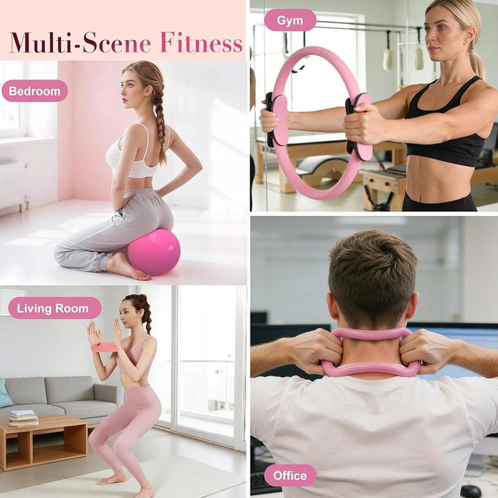 Pilates Ring Set, 15 Stück Pilates Essentials Kit für Frauen, Pilates Ring Zubehör Sets, mit Yoga Ba