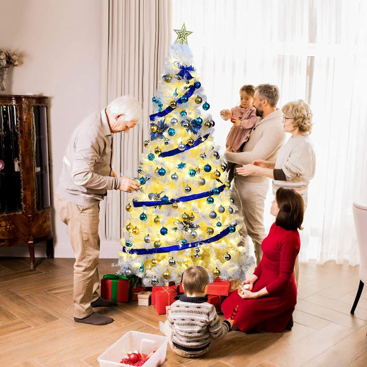 RELAX4LIFE Weisser künstlicher Weihnachtsbaum 150/180/210/240cm, Tannenbaum Christbaum, inkl. Metall