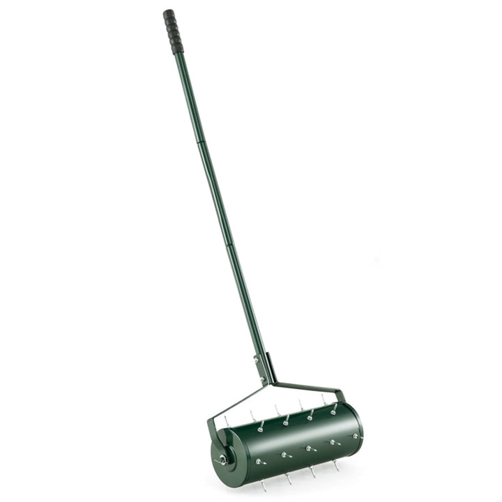 RELAX4LIFE Rollender Rasenlüfter, Rasenrolle mit 44 cm Breite, Handvertikutierer mit Stiel & Nägeln,