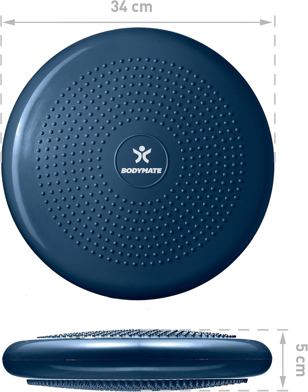BODYMATE Ballsitzkissen inkl. Pumpe 34cm Durchmesser - Balance-Kissen, Luftkissen, Balance Pad, Nopp