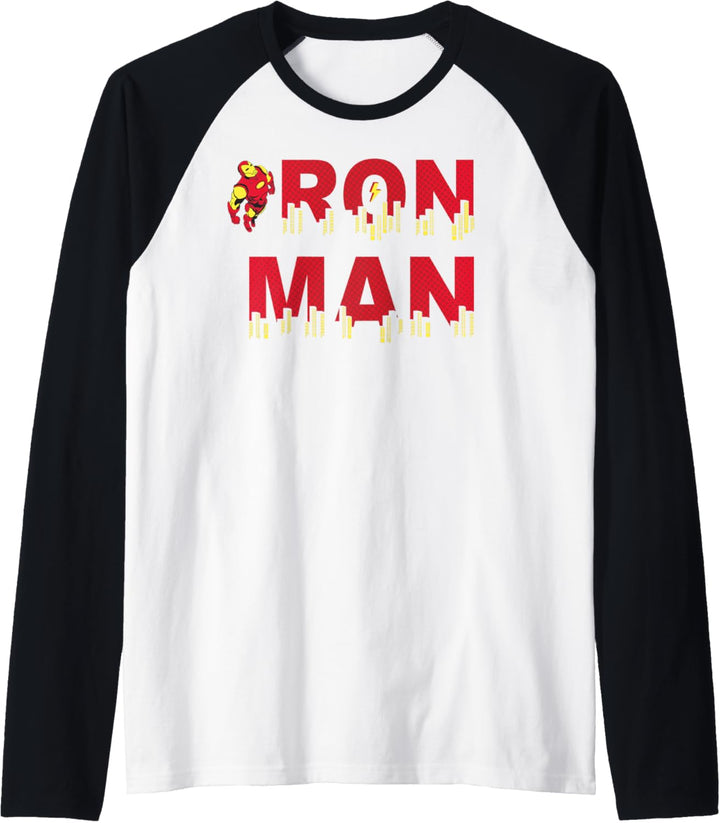 Marvel Iron Man City Skyline Text Raglan
