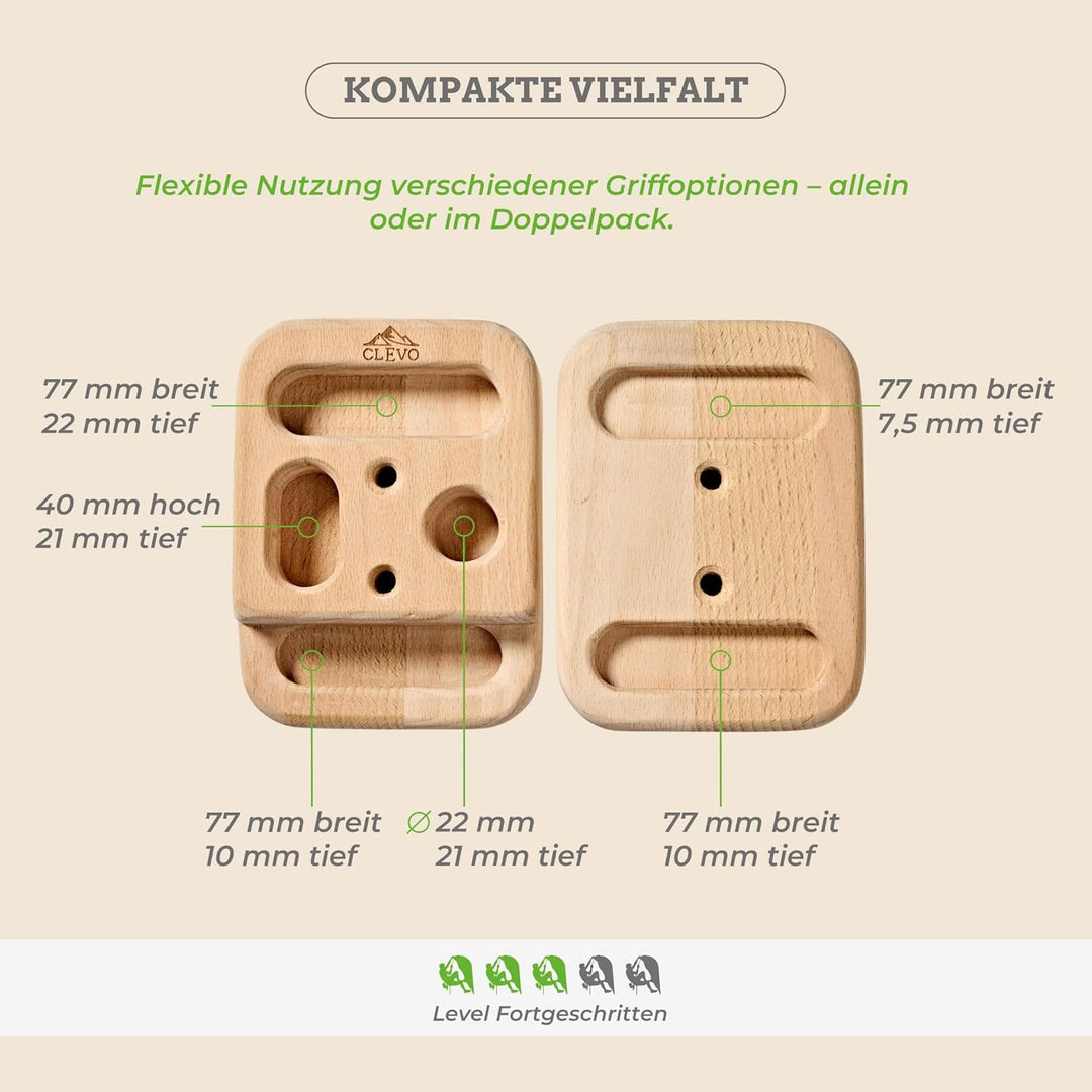 CLEVO - Finger Bloc Mini für Fingerkrafttraining – Kompaktes Fingerboard für Bouldern & Klettern – G