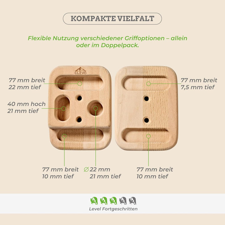 CLEVO - Finger Bloc Mini für Fingerkrafttraining – Kompaktes Fingerboard für Bouldern & Klettern – G